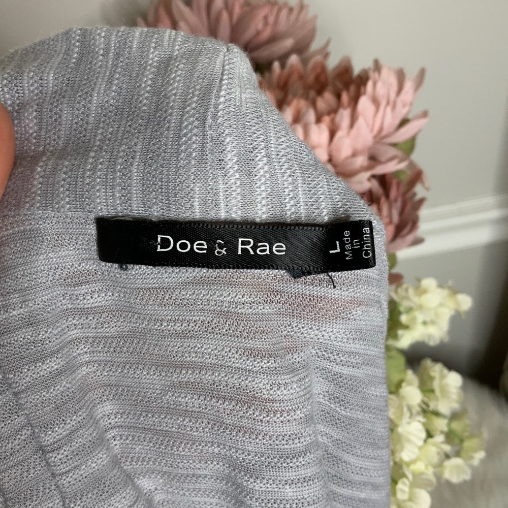 DOE & RAE Grey Long Sleeve Ruffle Layered Cardigan - Picture 8 of 8